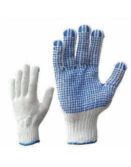 Knitted gloves with PVC dots